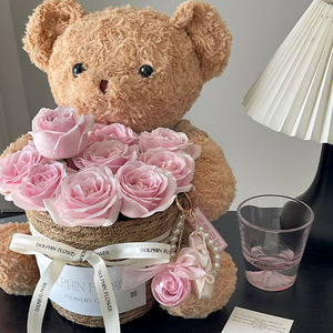 Oso de Peluche en Oferta para Decoración de Fiestas, Pequeño Oso de Peluche en Cubo, Oso de Peluche con Ramo de Castañas, Materiales de Embalaje Seguros - Product Image 3