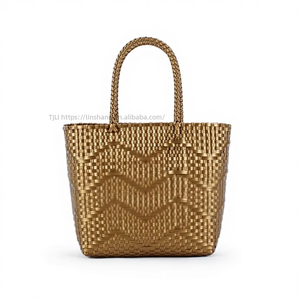 A Generation Solid Color PVC Woven Large Capacity Geometric Pattern Square Mummy Tote Shoulder Shopping <b>Bag</b> Daily Use Tanjing - Product Image 1