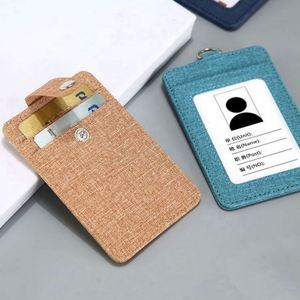 Nouveau porte-badge magnétique en cuir PU avec cordon et porte-cartes de visite/crédit intégré - Product Image 5