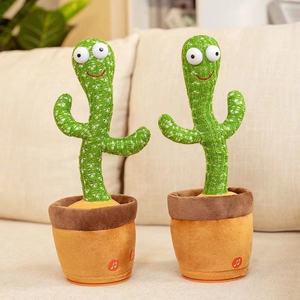 Dancing Cactus Repeat Talking Toy Electronic Plush Toys Can Sing Record Lighten Battery USB Charging Early Education Funny Gift