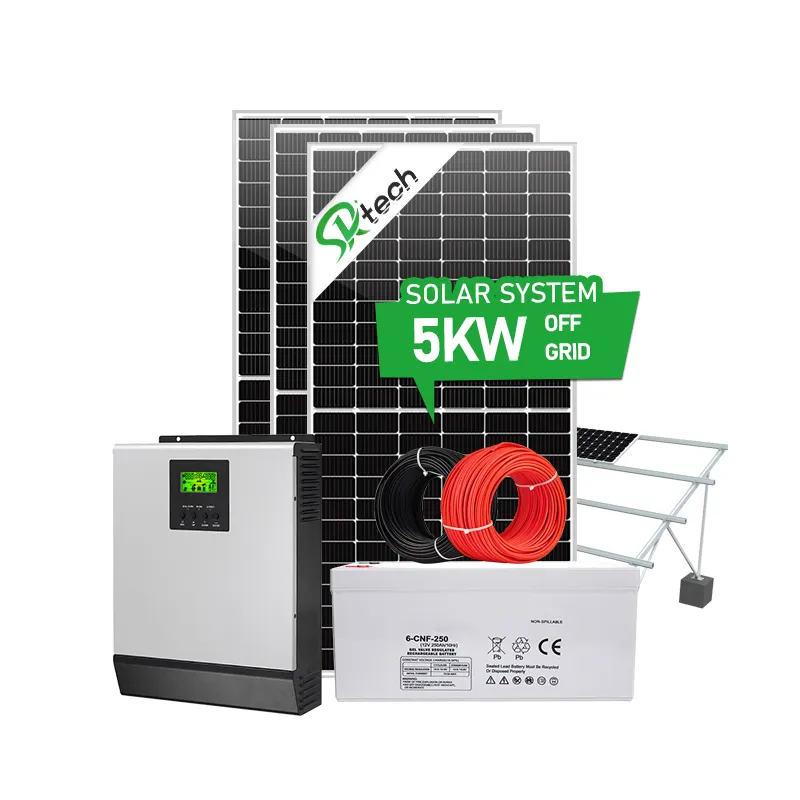 Compleet Zonne-energie Systeem Thuis 5KW 3KW Off Grid Hybride Zonnepaneel Power Pv Systeem 1KW 2KW 4KW