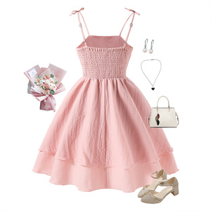Vestido <span class=keywords><strong>de</strong></span> princesa con tirantes para <span class=keywords><strong>niñas</strong></span> <span class=keywords><strong>de</strong></span> primavera y verano, vestido <span class=keywords><strong>de</strong></span> fiesta rosa con volantes y falda en capas, traje <span class=keywords><strong>de</strong></span> boda <span class=keywords><strong>de</strong></span> cumpleaños para niña <span class=keywords><strong>de</strong></span> las flores - Product Image 2