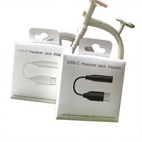 Câble adaptateur audio USB-C vers 3,5 mm, pliable, emballage en carton blanc pour Samsung Note10/S20, électronique grand public neutre