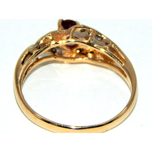 Anello con diamanti e rubino in oro 14k - Product Image 2