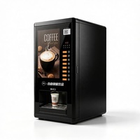 Distributeur automatique de café en libre-service commercial V-408F OlaOficina en acier inoxydable, 4 compartiments à poudre, 3 boissons, boîte à lumière LED, garantie 1 an