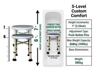 Siège <span class=keywords><strong>pivotant</strong></span> à 360 degrés, chaise de douche médicale 350 LBS, cadre doublement renforcé, réglable sur 6 niveaux, siège de <span class=keywords><strong>bain</strong></span> antidérapant en acier inoxydable - Product Image 4