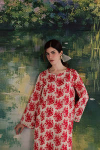 Women Red Floral Printed Cotton <b>Kurta</b> Loose Fit Ankle-Length Traditional <b>Indian</b> Pakistani Casual Wear - Product Image 3