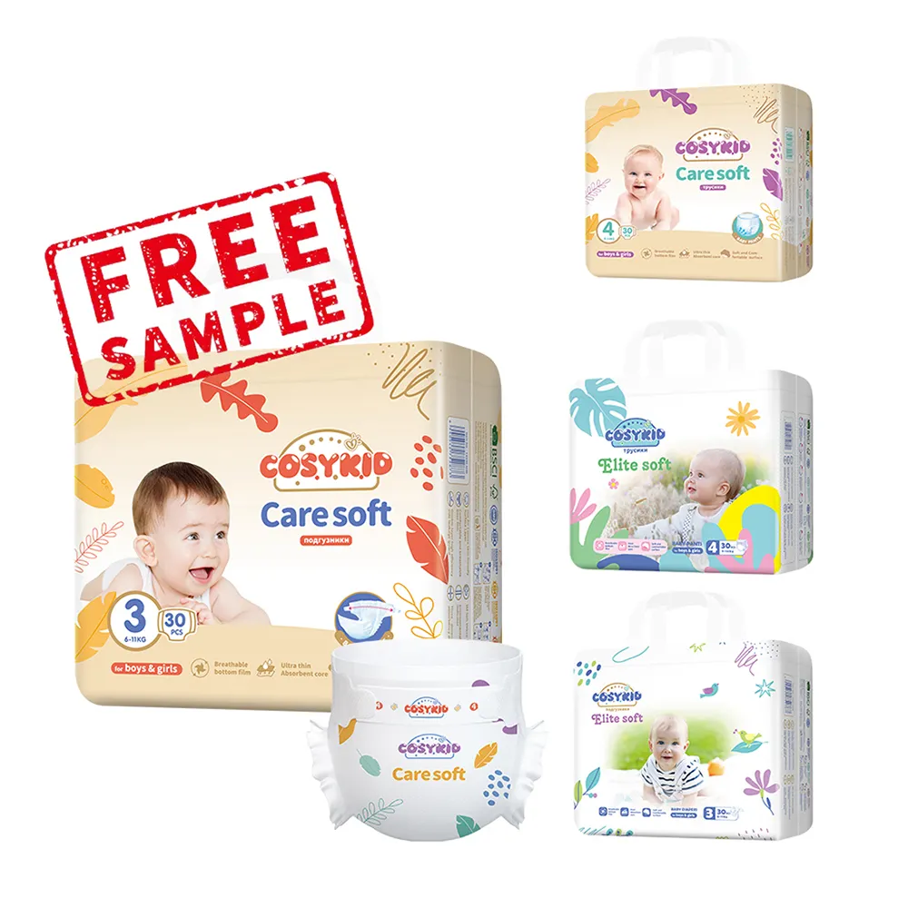 Échantillon gratuit COSYKID couches pour bébés 18 ans d'expérience dans la production et l'exportation de couches sèches pour bébés de qualité en gros