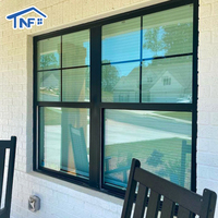 Fenêtres modernes à double vitrage à glissière verticale extérieure, isolation thermique, à double battant, coupe-vent, en alliage d'aluminium sur mesure