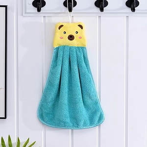 Dễ thương phim hoạt hình gấu treo khăn tay san hô Fleece phòng tắm và nhà bếp khăn polyester in kỹ thuật - Product Image 6