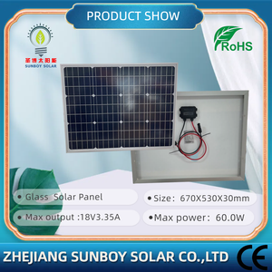 Panel Solar Monocristalino Pequeño de 12V 18V 50W 60W 70W 80W 100W con Batería PERC en Stock, Paneles Solares SS-60W de 18V 60Watts en Venta - Product Image 1
