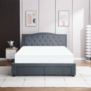Modern Upholstered Queen Size <b>Bed</b> Frame <b>with</b> <b>Storage</b> Fabric Soft <b>Bed</b> Design for Bedroom Furniture - Product Image 4