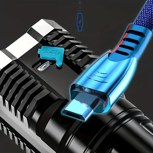 Lampes de poche LED haute puissance 4LED, projecteur de camping rechargeable avec lumière latérale, 3 modes d'éclairage pour le camping, l'aventure en plein air - Product Image 5