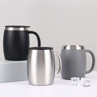 Mug à café isotherme en acier inoxydable 304 à double paroi, avec couvercle sans BPA, maintien thermique 6-12 heures, écologique, 14 oz, avec poignée