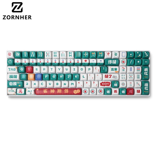 Zornher ZH100 Ergonomic Mechanical Keyboard Wireless Gasket Mount Silent Mahjong Sound PBT Keyboard for Office Gamer