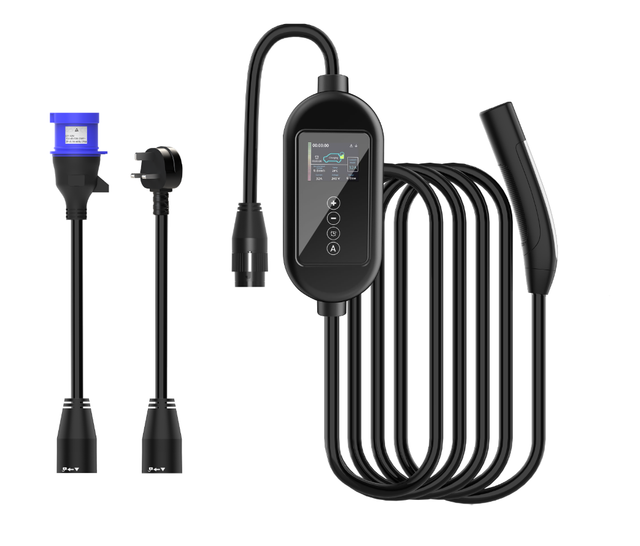 Portable EV Charger 32A AC Fast Electric Vehicles Type 2 Charging Station with Adjustable Current/Timer/Smart Display