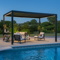 Pergola de luxe de style moderne en aluminium 6063-T6 robuste avec toits à lames motorisées pour villas, patios et balcons