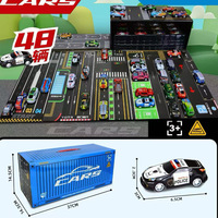 48 Coches de Juguete de Metal Fundido a Presión con Caja Contenedora para Niños, Mini Vehículos de Carreras, Regalo de Fiesta, Mini Coche de Juguete Metálico