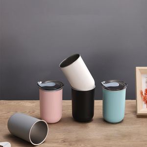 Petit gobelet isotherme en acier inoxydable de 300 ml avec poignée et bouchon à paille, 5 couleurs, design mignon et tendance, logo personnalisé pour voyage, bière, expresso - Product Image 4