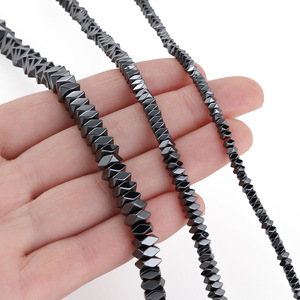 Perles en forme de losange en pierre de galles noire, entretoises géométriques à facettes, petite taille, accessoires de bijoux DIY pour la fabrication de bracelets - Product Image 4