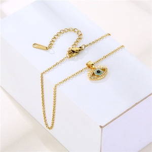 Colliers Ojos <span class=keywords><strong>Turcos</strong></span> en acier inoxydable 316L, collier yeux en Zircon cubique, cristal bleu, colliers yeux turcs - Product Image 3