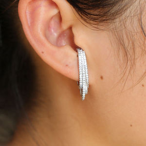 Micro Pave Cz <strong>Top</strong> Quality Stud <strong>Earring</strong> 2023 New Design Long Stud <strong>Top</strong> to Botton Customize Cz Jewelry - Product Image 1