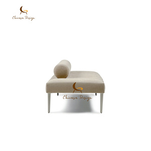Minimalist Channel Tufted Designer Upholstered <b>End</b> <b>Bed</b> Stool Luxury Villa Bedroom Decor Soft Fabric Household Furniture - Product Image 3