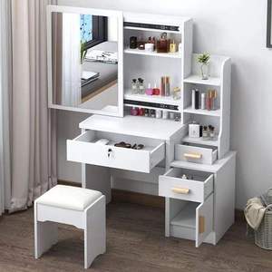 Chambre blanche rose <span class=keywords><strong>commode</strong></span> tiroir miroir ensemble maquillage commodes coiffeuse avec lumière - Product Image 4