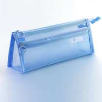 WOLUNSI marque Portable école primaire porte-crayon qualité garantie Transparent Double pont Triangle sac pas cher crayon