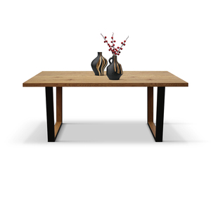 Gabriele Fixed Dining <b>Table</b> Rustic <b>Oak</b> Melamine <b>Top</b> Metal Base Internal Use - Product Image 4