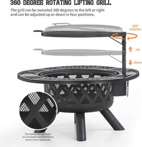<span class=keywords><strong>Nuevo</strong></span> Brasero <span class=keywords><strong>de</strong></span> Hierro Fundido Fácil <span class=keywords><strong>de</strong></span> Montar, Redondo, para Exteriores, con Parrilla para Barbacoa - Product Image 5