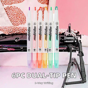 Juego de 6 Marcadores de Punta Plana de Doble Punta con Ventana Transparente, 6 Colores - Product Image 2