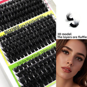 <span class=keywords><strong>Pestañas</strong></span> postizas de fibra sintética DIY15 de 100D, 120D, 160D, segmentadas, hechas a mano, de 10-18mm, <span class=keywords><strong>para</strong></span> un look desordenado. - Product Image 4