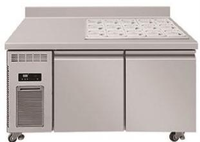 Comptoir de bar à café en acier inoxydable, double porte, sans givre, dégivrage automatique, réfrigérateur de comptoir - Design moderne -5C 5C Électrique