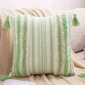 Innermor Vente Chaude Etsy Ins Mode Portable <span class=keywords><strong>Geo</strong></span> Rayé Tissé Tricoté Boho Décor À La Maison Géométrique Floral Coussins Chambre - Product Image 4