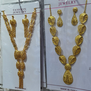 24k altın suudi arapça takı seti hint altın kolye küpe seti indirim afrika takı - Product Image 1