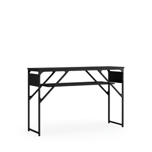 Tavolo Console in Legno Ingegnerizzato Nero 41.3x11.8x29.5 con Ripiano e Base a Treppiede, Arredamento Moderno Minimalista per Soggiorno - Product Image 1