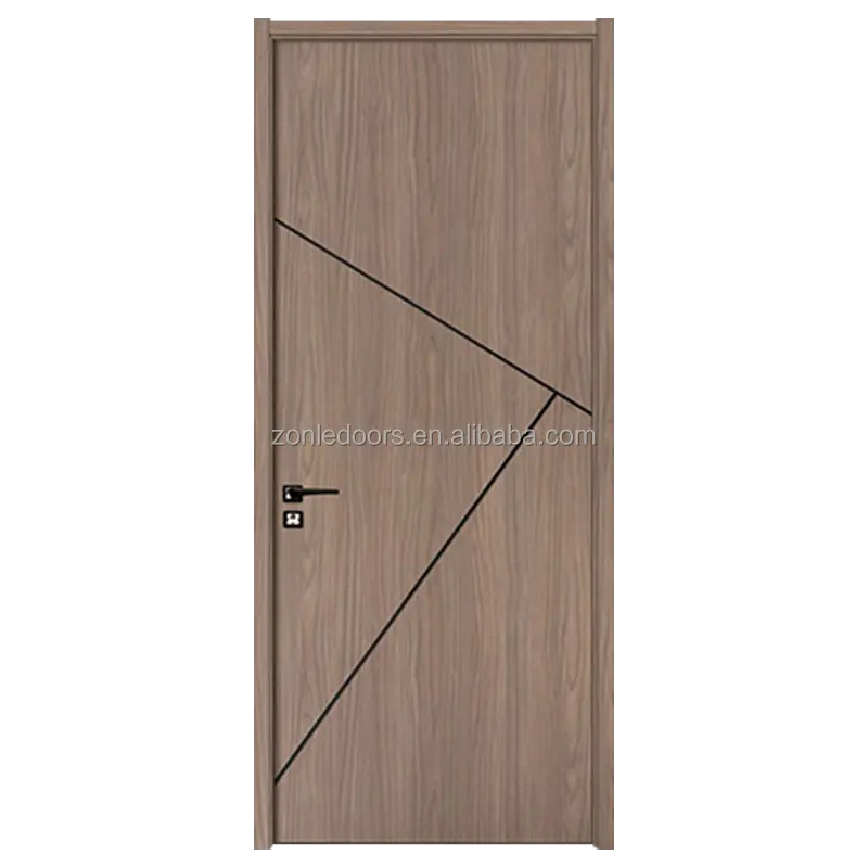 Hot Sale Hotel Interior Wooden Doors Hand Painted Flush Doors Wooden Main Internal Soundproof Bedroom Doors With Smart Lock