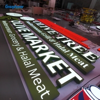Enseigne LED extérieure avec panneau acrylique, lettres 3D en relief, conception de logo gratuite, enseigne lumineuse pour la publicité des commerces et des bâtiments