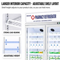 MUXUE 2-8 ℃   Kulkas Estetika Medis 8-20 ℃   Lemari Pendingin Laboratorium Farmasi dengan Pintu Kaca Tegak dan Pencatat Data Suhu