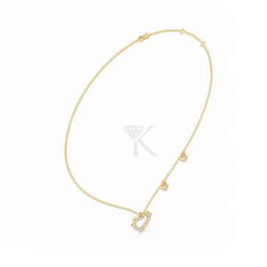 Collier Cœur Asymétrique en Diamant, Or Massif 14K, Pendentif Cœur Ouvert Pavé avec Serti Bezel de Diamants de Laboratoire, Élégant et Moderne - Product Image 1