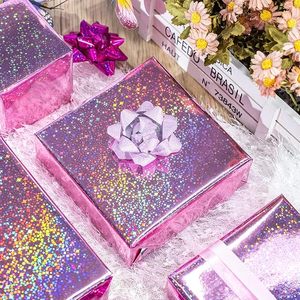 Wholesale Custom Original Pink Laser Metallic Holographic Iridescent Galaxy Star Gift <b>Wrapping</b> <b>Paper</b> for Birthday Gift Packaging - Product Image 2