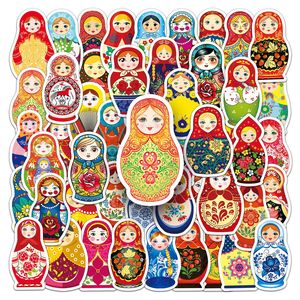 Vente en gros 50 pièces d'autocollants <span class=keywords><strong>matriochka</strong></span> amusants Kawaii personnalisés créatifs de conception de poupée russe matériau PVC impression UV - Product Image 1