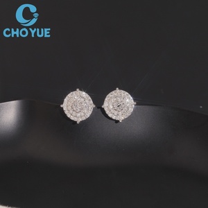 HPHT Lab Diamond <b>Stud</b> Earrings Round Brilliant Cut Solid 925 <b>Silver</b> Rhodium Plated Screw Back <b>Stud</b> Round Earrings Jewelry - Product Image 6