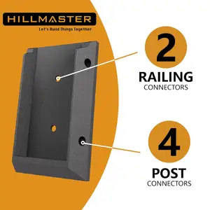 Hillmaster 12 cái boong lan can chân đế kết nối cho 2x4 (thực tế 1.5x3.5in) lan can gỗ bài vững chắc Nylon boong đường sắt chân đế