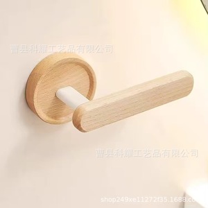 Support mural en bois pour bandeaux, finition hêtre, multifonctionnel, sans perçage, porte-serviettes, rangement pour salle de bain et chambre - Product Image 5