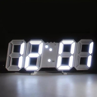 Horloge murale numérique LED 3D, affichage de l'heure, du calendrier et du thermomètre, horloge de bureau électronique moderne et élégante