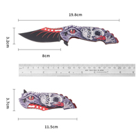 Couteau de poche pliant sans verrouillage, motif crâne de dragon 3D, personnalisé en usine, pour camping en extérieur, outil de coupe de collection en acier inoxydable