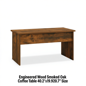 Engineered Wood Smoked Oak <b>Coffee</b> <b>Table</b> 40.2x19.9x20.7 Inches Modern <b>Rustic</b> Living Room Furniture - Product Image 1