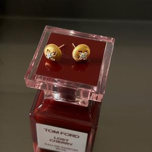 S925 Pure Silver Vintage Italian Precision Brushed Craftsmanship Luxurious Gold-Plated Clover Diamond Studded <b>Fine</b> <b>Stud</b> <b>Earrings</b> - Product Image 4